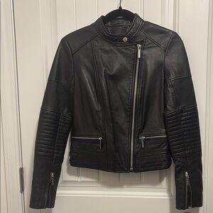 MICHAEL Michael Kors Black Leather Motorcycle Jacket
